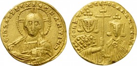 CONSTANTINE VII PORPHYROGENITUS with ROMANUS II (913-959). GOLD Solidus. Constantinople.