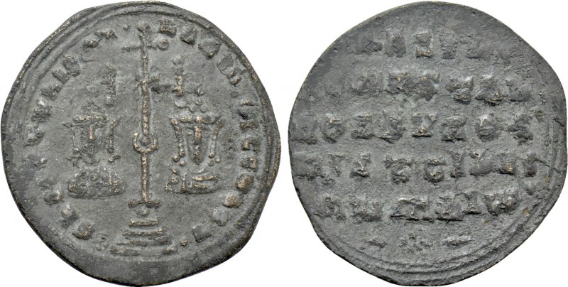 BASIL II BULGAROKTONOS with CONSTANTINE VIII (976-1025). Fourrée Miliaresion. Co...