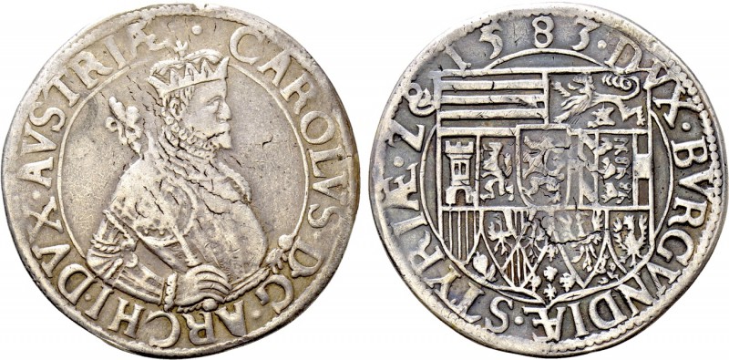 HOLY ROMAN EMPIRE. Karl (Archduke, 1564-1590). Reichstaler (1583). Graz. 

Obv...