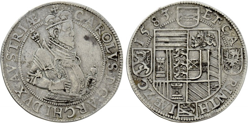 HOLY ROMAN EMPIRE. Karl (Archduke, 1564-1590). Reichstaler (1583). Klagenfurt. ...