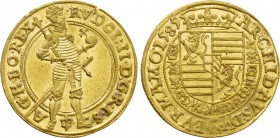 HOLY ROMAN EMPIRE. Rudolf II (1576-1612). GOLD Ducat (1585). Praha (Prague).