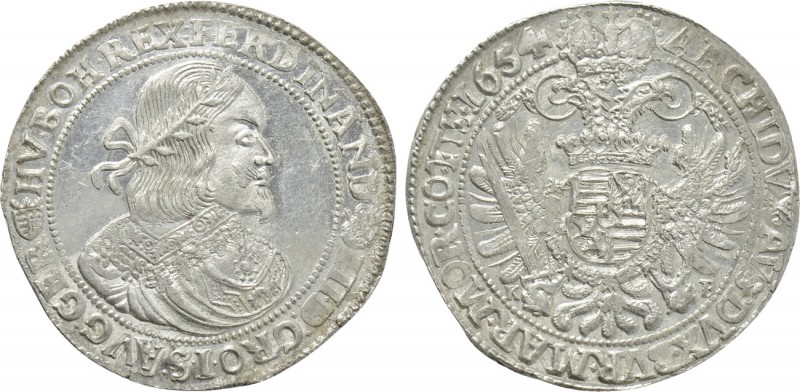 HOLY ROMAN EMPIRE. Ferdinand III (1637-1657). Reichstaler (1654-KB). Kremnitz. ...