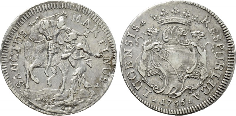 ITALY. Lucca. Scudo (1756). 

Obv: SANCTUS MARTINUS. 
St. Martin riding horse...