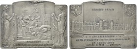 ROMANIA & AUSTRIA. Silvered Bronze Plaque (1906). By R. Sacher & H. Unger. For the Austrian Committee at the Bucharest Expo. Engraved and presented to...