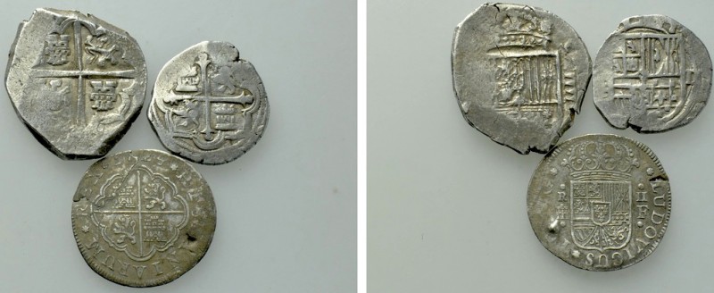 3 Spanish Coins. 

Obv: .
Rev: .

. 

Condition: See picture.

Weight: ...