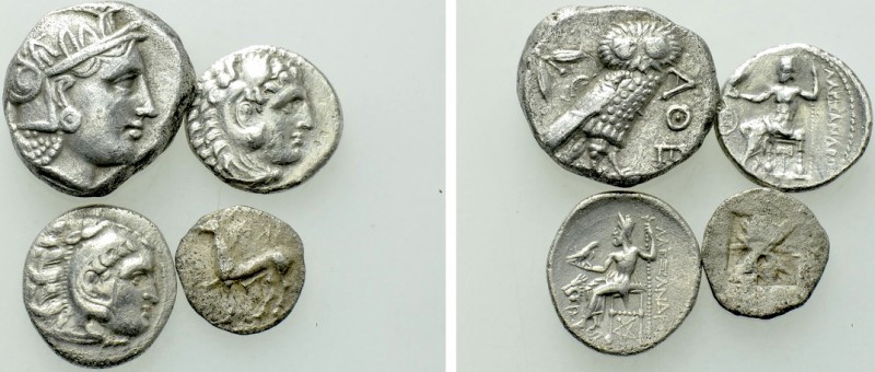 4 Greek Coins. 

Obv: .
Rev: .

. 

Condition: See picture.

Weight: g....