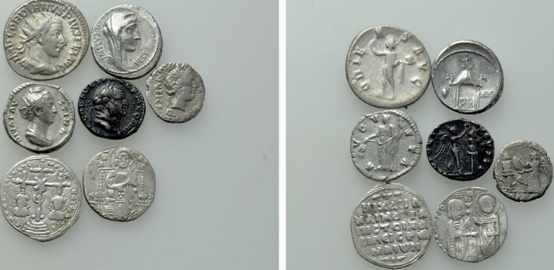 7 Roman, Byzantine and Medieval Coins. 

Obv: .
Rev: .

. 

Condition: Se...