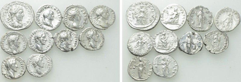 10 Roman Silver Coins. 

Obv: .
Rev: .

. 

Condition: See picture.

We...