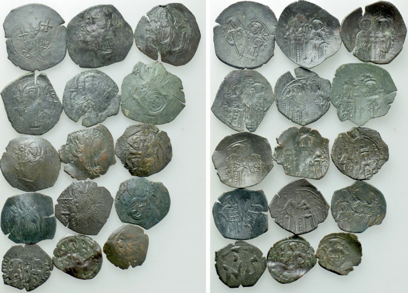 15 Late Byzantine Coins. 

Obv: .
Rev: .

. 

Condition: See picture.

...