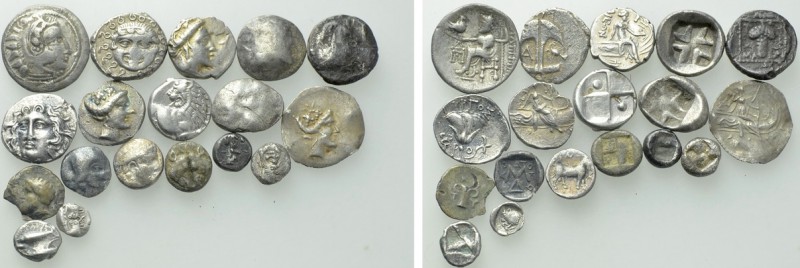 19 Greek Silver Coins. 

Obv: .
Rev: .

. 

Condition: See picture.

We...