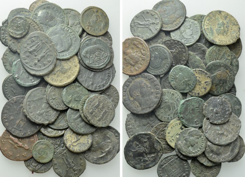 Circa 50 Late Roman Coins. 

Obv: .
Rev: .

. 

Condition: See picture.
...