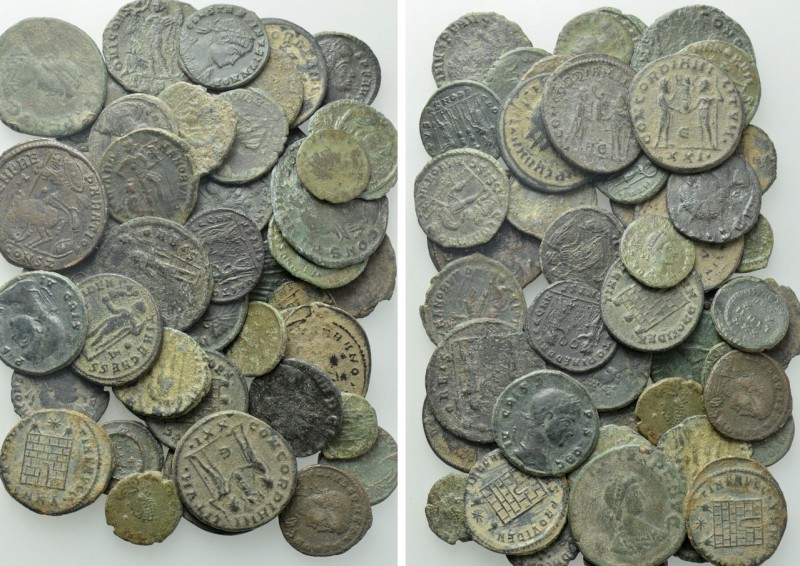 Circa 50 Late Roman Coins. 

Obv: .
Rev: .

. 

Condition: See picture.
...