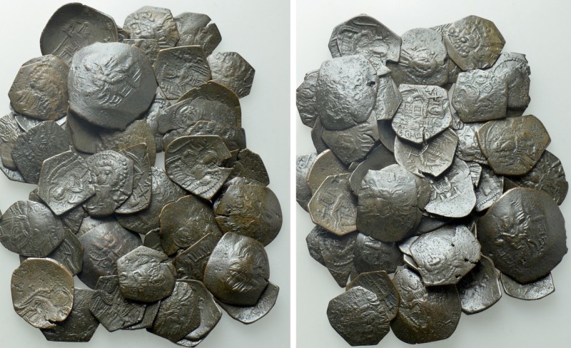 Circa 55 Late Byzantine Coins; Mostly Crusaders / Latin Occupation. 

Obv: .
...