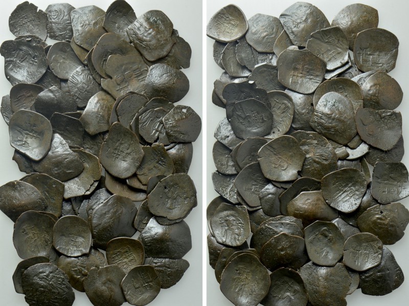 Circa 75 Late Byzantine Coins. 

Obv: .
Rev: .

. 

Condition: See pictur...