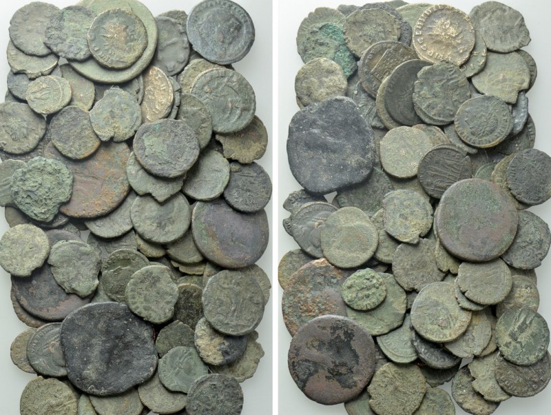 Circa 100 Late Roman Coins. 

Obv: .
Rev: .

. 

Condition: See picture....