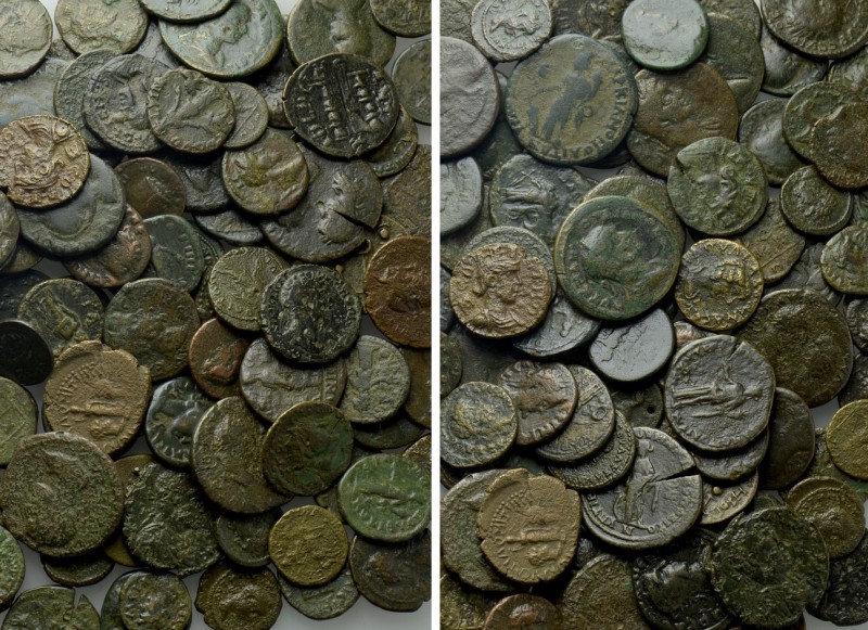Circa 100 Roman Provincial Coins. 

Obv: .
Rev: .

. 

Condition: See pic...