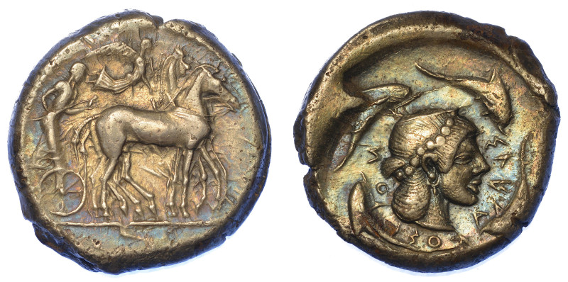 SICILIA - SIRACUSA.

Tetradracma, 478-475 a.C.

Quadriga lenta guidata a d. ...