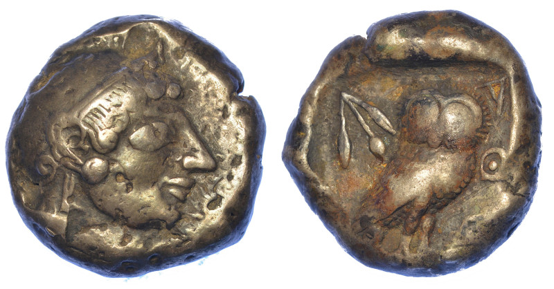 ATTICA - ATENE.

Tetradracma, 510 a.C.

Testa elmata di Atena a d. R/ Civett...