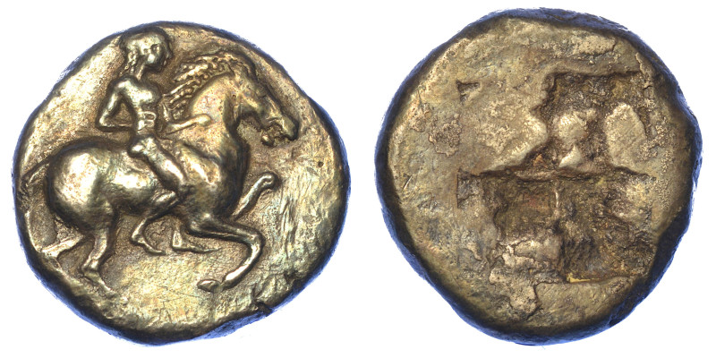 IONIA - ERETRIA.

Didracma, 500-480 a.C.

Giovane cavaliere, nudo, a cavallo...