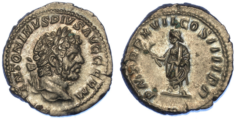 CARACALLA, 198-217.

Denario. Testa barbuta laureata a d. R/ L'Imperatore in p...