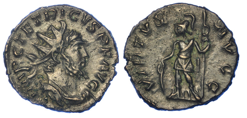 TETRICO, 271-274.

Antoniniano, anno 273. Treviri.

Busto radiato, drappeggi...