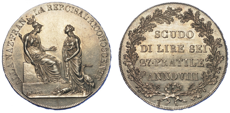 MILANO. REPUBBLICA CISALPINA, 1800-1802.

Scudo da 6 Lire A. VIII.

La Repubblic...