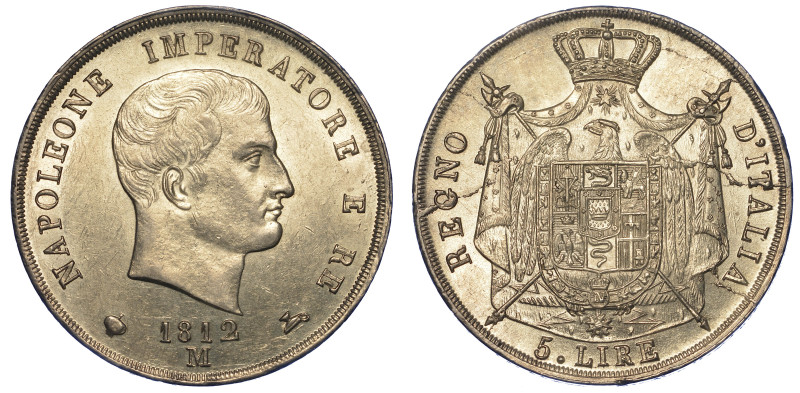 MILANO. NAPOLEONE, 1805-1814.

5 Lire 1812.

Testa nuda a d. R/ Stemma coronato ...