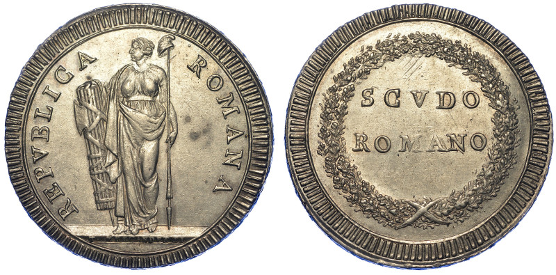 ROMA. PRIMA REPUBBLICA ROMANA, 1798-1799.

Scudo romano.

La Libertà con fascio ...