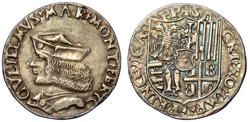CASALE. GUGLIELMO II PALEOLOGO, 1494-1518.

Testone.

Busto del marchese con ber...