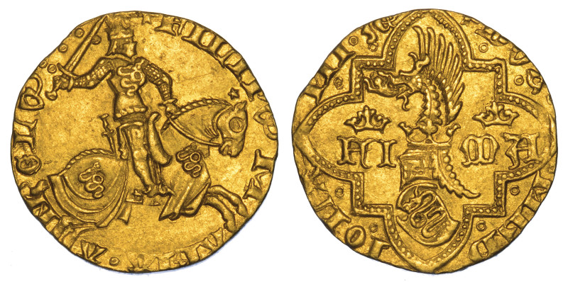 MILANO. FILIPPO MARIA VISCONTI 1412-1447.

Fiorino o ducato.

Il duca in arm...
