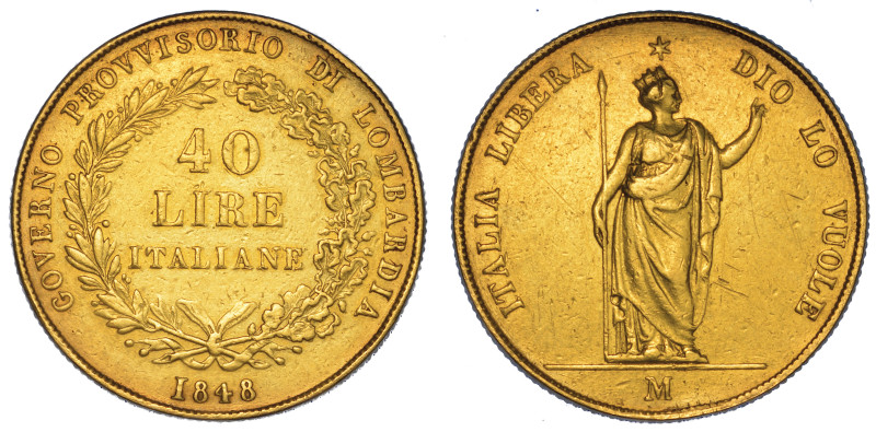 MILANO. GOVERNO PROVVISORIO DI LOMBARDIA, 1848.

40 Lire 1848.

Nel campo valore...