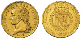 REGNO DI SARDEGNA. VITTORIO EMANUELE I, 1802-1821. 20 Lire 1817. Torino. Cifra 7 battuta su 6 (I Tipo).