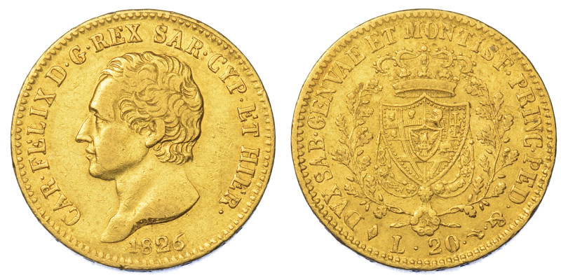 REGNO DI SARDEGNA. CARLO FELICE DI SAVOIA, 1821-1831.

20 Lire 1826. Torino.
...