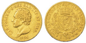 REGNO DI SARDEGNA. CARLO FELICE DI SAVOIA, 1821-1831. 20 Lire 1826. Torino.