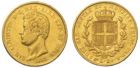REGNO DI SARDEGNA. CARLO ALBERTO DI SAVOIA, 1831-1849. 20 Lire 1833. Torino.