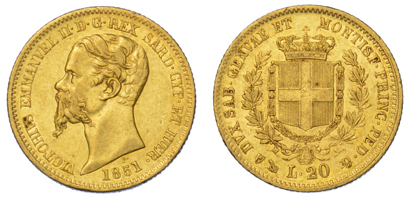 REGNO DI SARDEGNA. VITTORIO EMANUELE II DI SAVOIA, 1849-1861.

20 Lire 1851. G...
