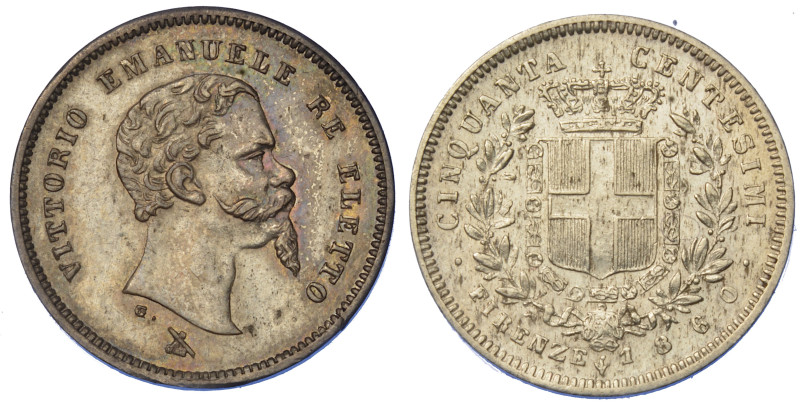 REGNO DI SARDEGNA. VITTORIO EMANUELE II DI SAVOIA, 1849-1861.

50 Centesimi 18...