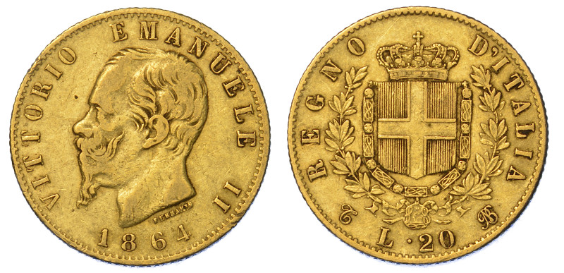 REGNO D'ITALIA. VITTORIO EMANUELE II DI SAVOIA, 1861-1878.

20 Lire 1864. Tori...