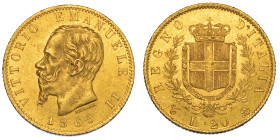 REGNO D'ITALIA. VITTORIO EMANUELE II DI SAVOIA, 1861-1878. 20 Lire 1865. Torino.