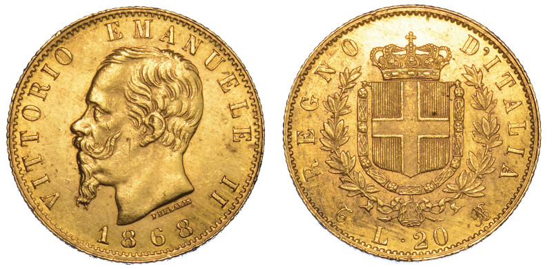 REGNO D'ITALIA. VITTORIO EMANUELE II DI SAVOIA, 1861-1878.

20 Lire 1868. Tori...