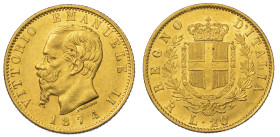 REGNO D'ITALIA. VITTORIO EMANUELE II DI SAVOIA, 1861-1878. 20 Lire 1874. Roma.