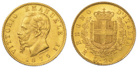 REGNO D'ITALIA. VITTORIO EMANUELE II DI SAVOIA, 1861-1878. 20 Lire 1875. Roma.