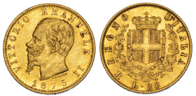 REGNO D’ITALIA. VITTORIO EMANUELE II DI SAVOIA, 1861-1878. 20 Lire 1875. Roma.