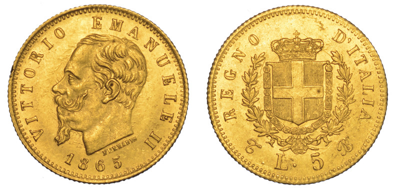 REGNO D'ITALIA. VITTORIO EMANUELE II DI SAVOIA, 1861-1878.

5 Lire 1865. Torin...