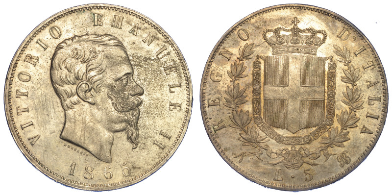 REGNO D'ITALIA. VITTORIO EMANUELE II DI SAVOIA, 1861-1878.

5 Lire 1865. Napol...