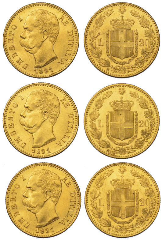 REGNO D'ITALIA.

Lotto di tre monete.

UMBERTO I DI SAVOIA, 1878-1900. 20 Li...