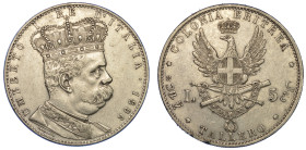COLONIA ERITREA. UMBERTO I DI SAVOIA, 1890-1896. Tallero 1896.