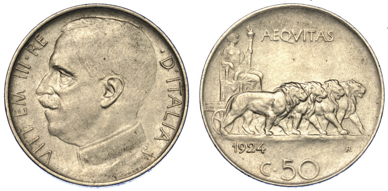 REGNO D'ITALIA. VITTORIO EMANUELE III DI SAVOIA, 1900-1946.

50 Centesimi 1924...