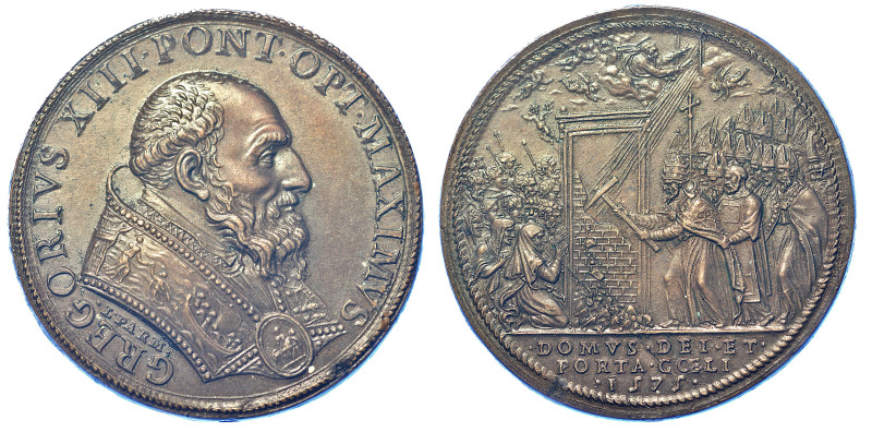 STATO PONTIFICIO. GREGORIO XIII, 1572-1585.

Medaglia in bronzo 1575/A. Jub. R...