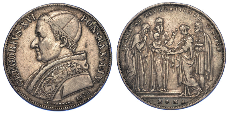 STATO PONTIFICIO. GREGORIO XVI, 1831-1846.

Scudo 1834/A. IV.

Busto a s. co...